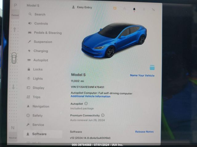 5YJSA1E59NF476451 Tesla Model S Dual Motor All-wheel Drive