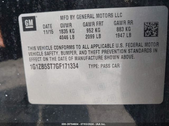1G1ZB5ST7GF171334 Chevrolet MALIBU LS