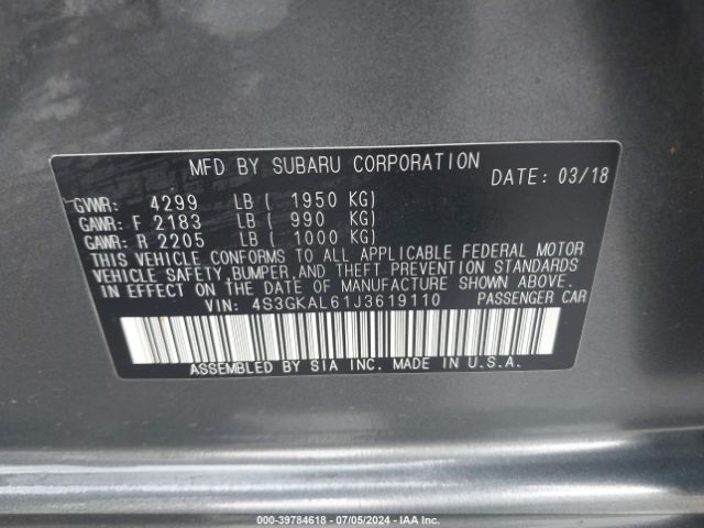 4S3GKAL61J3619110 Subaru Impreza 2.0i Sport