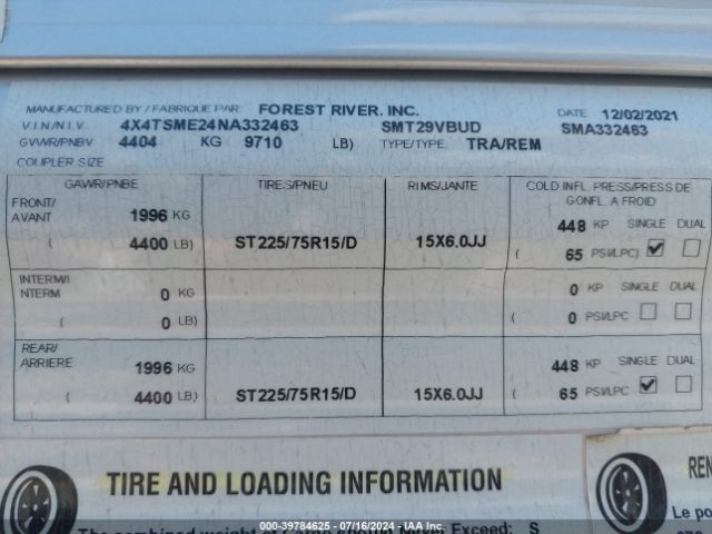 2022 FOREST RIVER SALEM 4X4TSME24NA332463 Photo 8