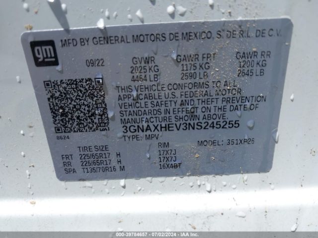 2022 CHEVROLET EQUINOX 3GNAXHEV3NS245255 Photo 8