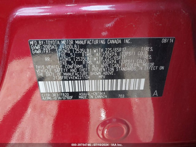 Toyota RAV4 LE 2014 2T3BFREV4EW221104 Image 9