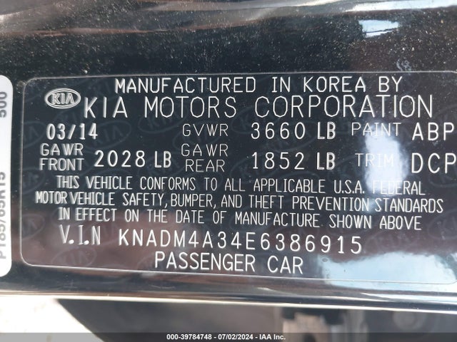 KIA RIO LX 2014 KNADM4A34E6386915 Image 9