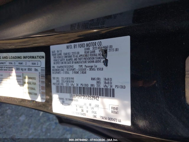 Ford FUSION SE 2014 1FA6P0H72E5352942 Image 9