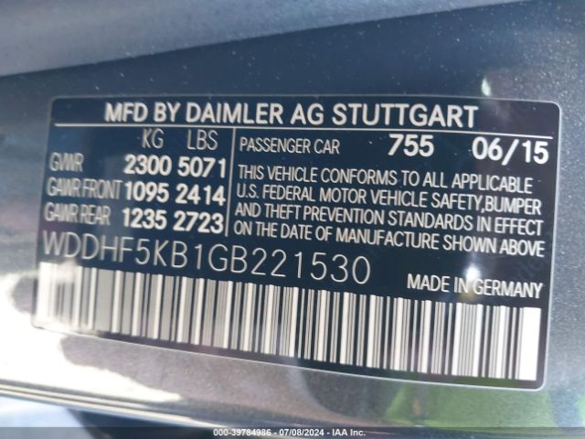 WDDHF5KB1GB221530 Mercedes-Benz E 350