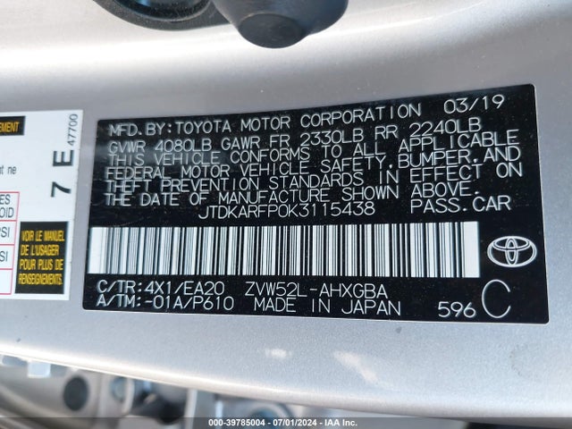 Toyota Prius Prime Premium 2019 JTDKARFP0K3115438 Image 9