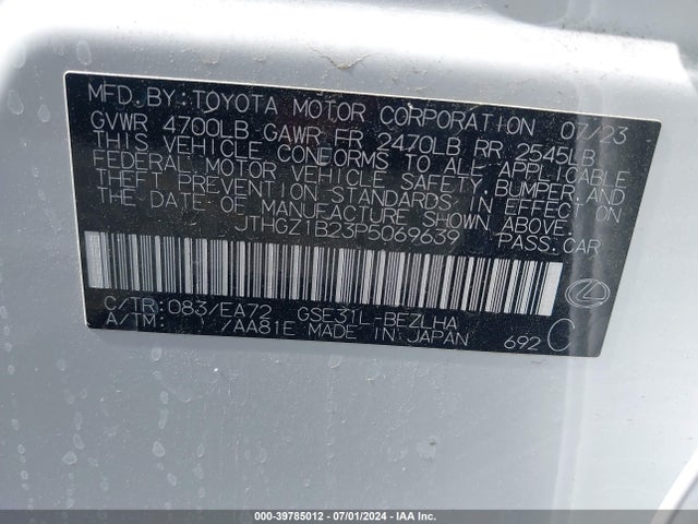 JTHGZ1B23P5069639 Lexus Is Is 350 F Sport