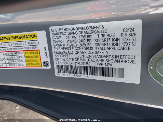 Honda Cr-v Lx Awd 2024 5J6RS4H21RL009889 Image 9