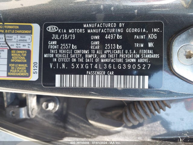 KIA Optima Lx 2020 5XXGT4L36LG390527 Image 9