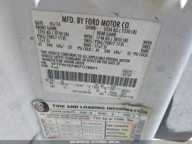1FTFW1EF4EFC18801 Ford F-150 Xl