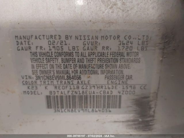 3N1CN8EV9ML864056 Nissan Versa Sv Xtronic Cvt