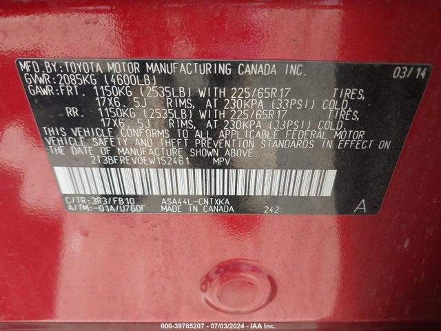 Toyota RAV4 LE 2014 2T3BFREV0EW152461 Image 9