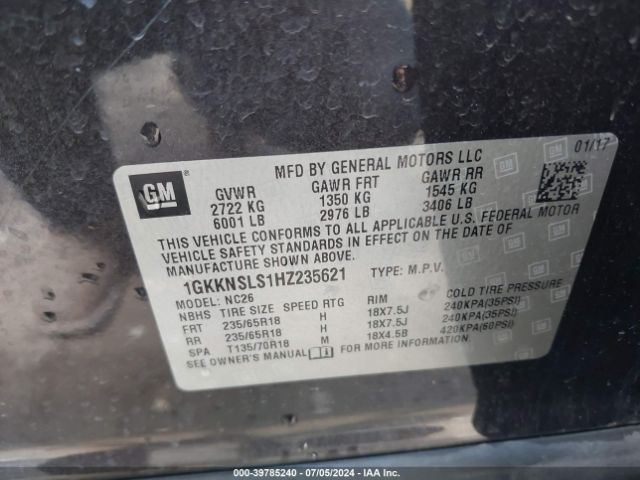 1GKKNSLS1HZ235621 GMC Acadia Sle-2