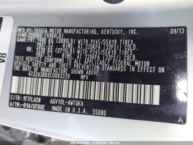 Toyota Venza Xle 2014 4T3ZA3BBXEU083329 Image 9