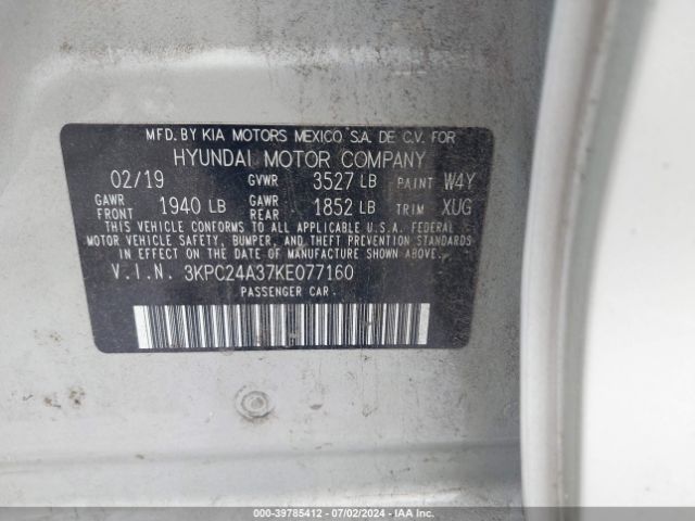 3KPC24A37KE077160 Hyundai ACCENT SE