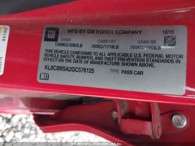 KL8CB6SA2GC576125 Chevrolet Spark Ls Cvt