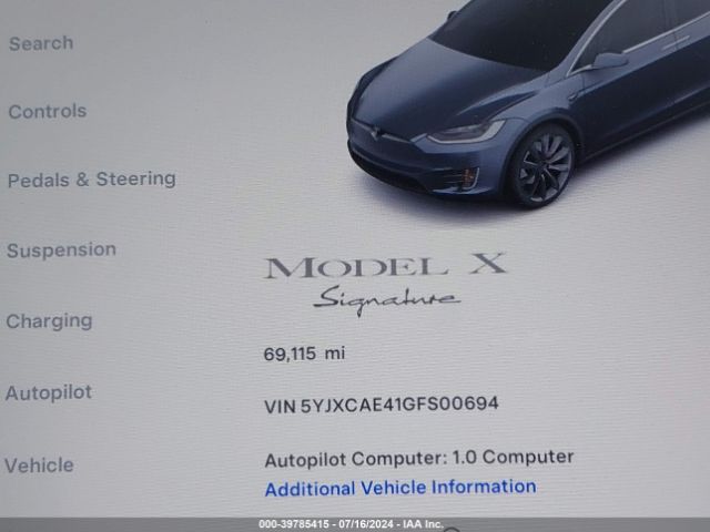 5YJXCAE41GFS00694 Tesla Model X 60d/p100d/p90d