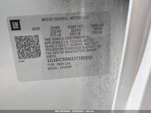 Chevrolet Cruze Ls Auto 2018 1G1BC5SM2J7182458 Image 9