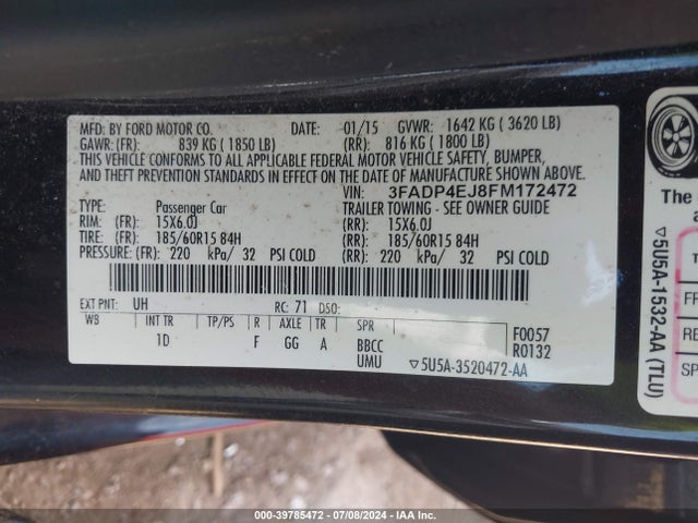 Ford FIESTA SE 2015 3FADP4EJ8FM172472 Image 9