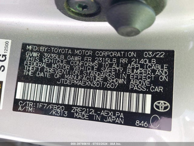 Toyota COROLLA LE 2022 JTDEPMAEXN3017607 Image 9