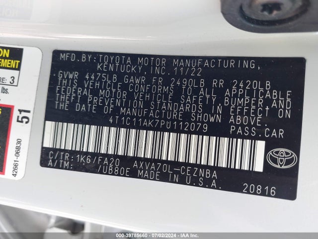 Toyota CAMRY LE 2023 4T1C11AK7PU112079 Image 9