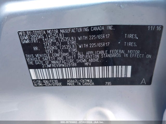 Toyota Rav4 Xle 2017 2T3WFREV9HW329188 Image 9