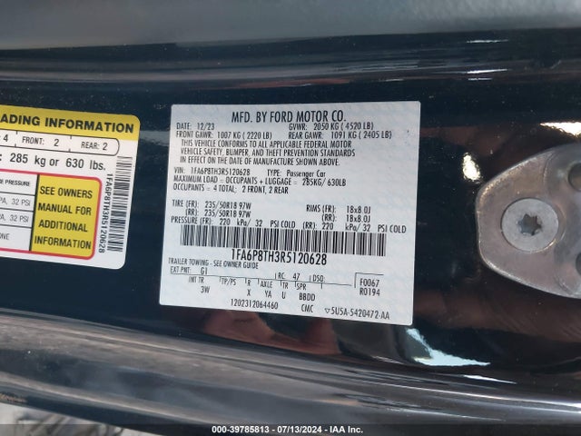 Ford Mustang Ecoboost Premium Fastback 2024 1FA6P8TH3R5120628 Image 9