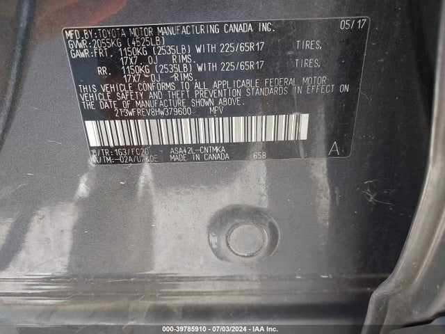 Toyota Rav4 Xle 2017 2T3WFREV8HW379600 Image 9