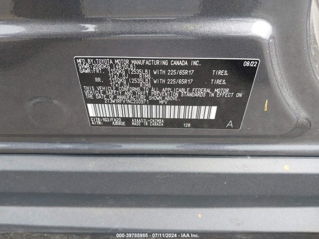 Toyota Rav4 Xle 2022 2T3W1RFV1NC200971 Image 9