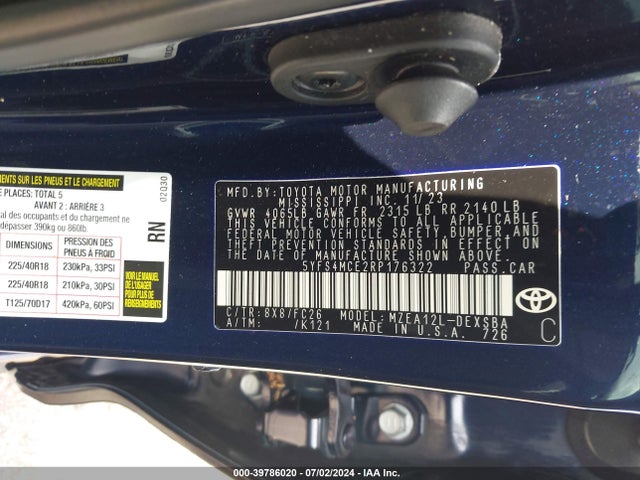 5YFS4MCE2RP176322 Toyota COROLLA SE