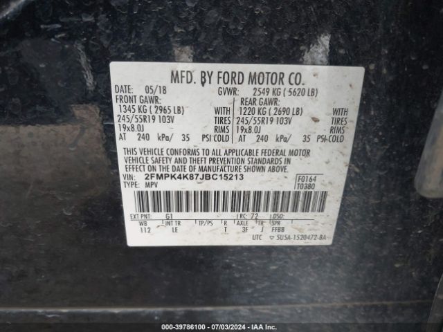 2018 FORD EDGE 2FMPK4K87JBC15213 Photo 8