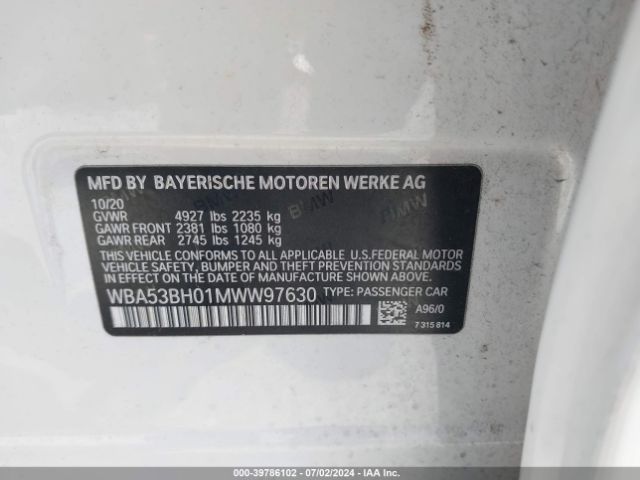 WBA53BH01MWW97630 BMW 530I