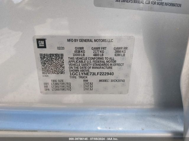 1GC1YNE73LF222940 Chevrolet Silverado 2500hd 4wd  Standard Bed Lt
