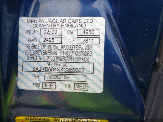 1999 JAGUAR XJ8 SAJKD604XXC869363 Photo 8