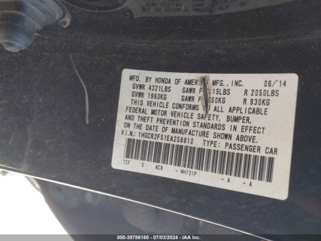 1HGCR2F51EA258810 Honda Accord Sport