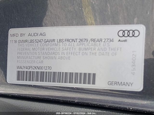 WAUY4GF52KN001270 Audi S5 3.0t Premium Plus