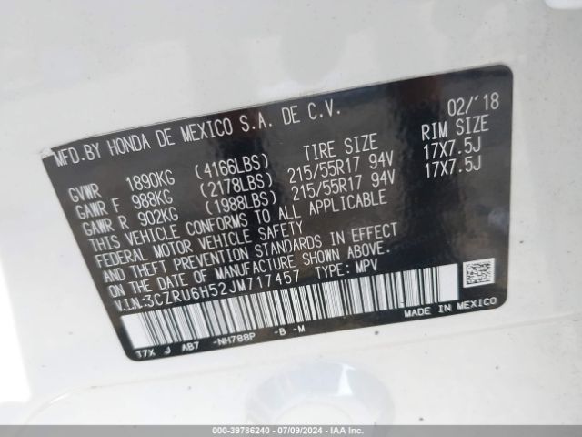 3CZRU6H52JM717457 Honda HR-V EX