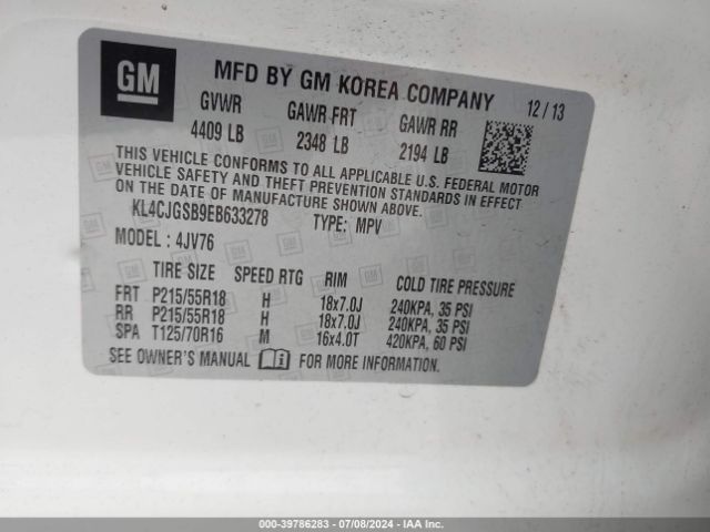 KL4CJGSB9EB633278 Buick Encore Leather