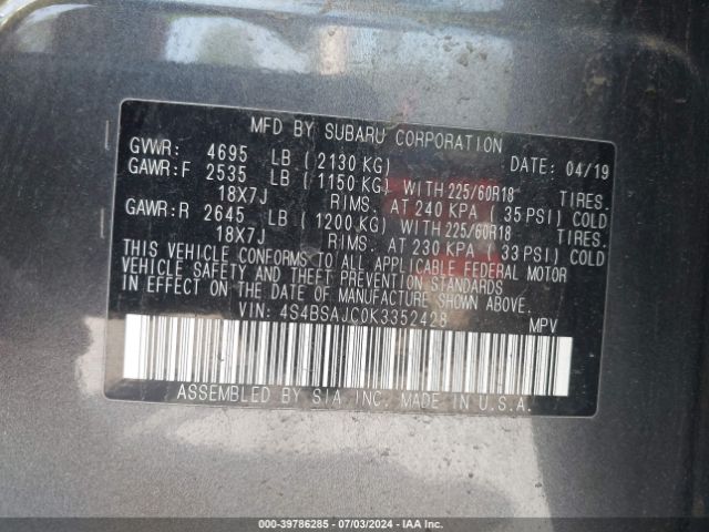 4S4BSAJC0K3352428 Subaru Outback 2.5i Limited