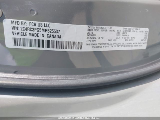 2C4RC3PG5MR525537 Chrysler Pacifica Pinnacle Awd