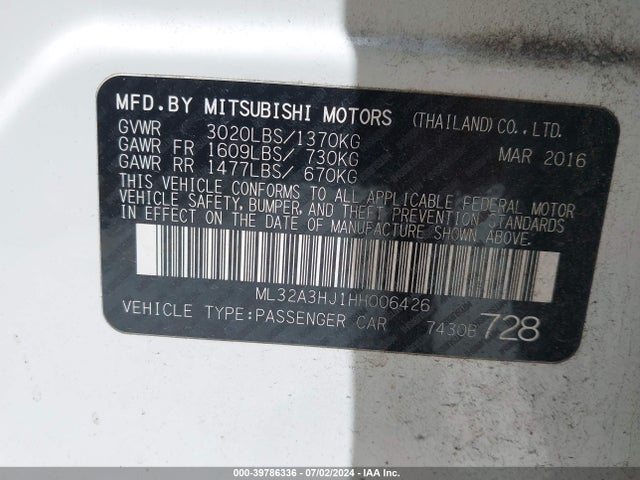 2017 MITSUBISHI MIRAGE ML32A3HJ1HH006426 Photo 8