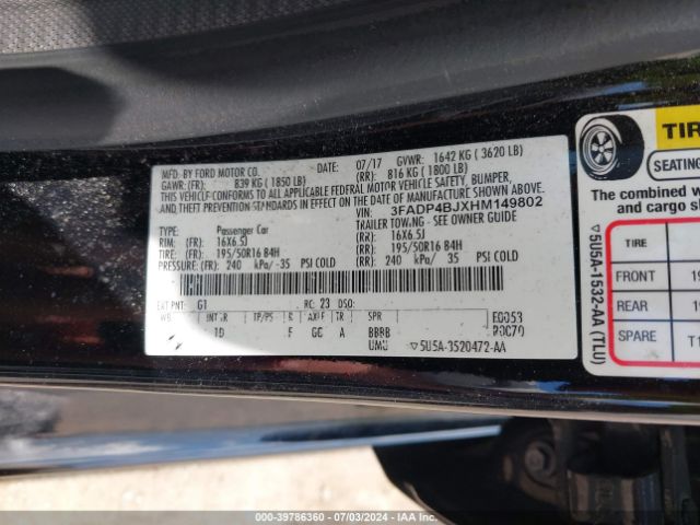 3FADP4BJXHM149802 Ford FIESTA SE