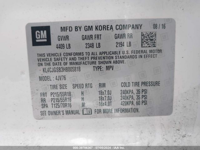 KL4CJGSB3HB005818 Buick Encore Essence