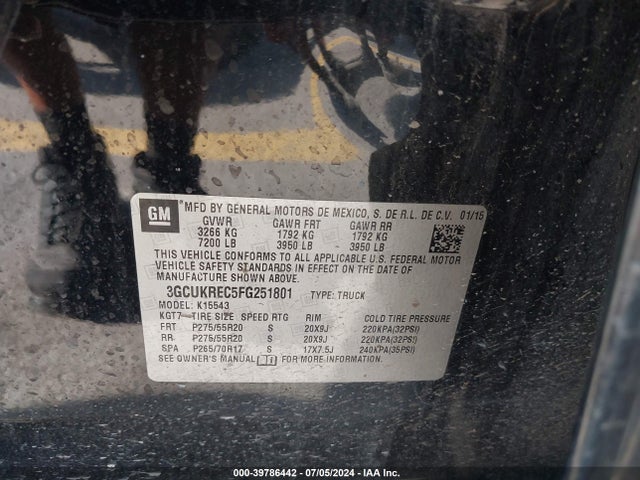 Chevrolet Silverado 1500 1lt 2015 3GCUKREC5FG251801 Image 9