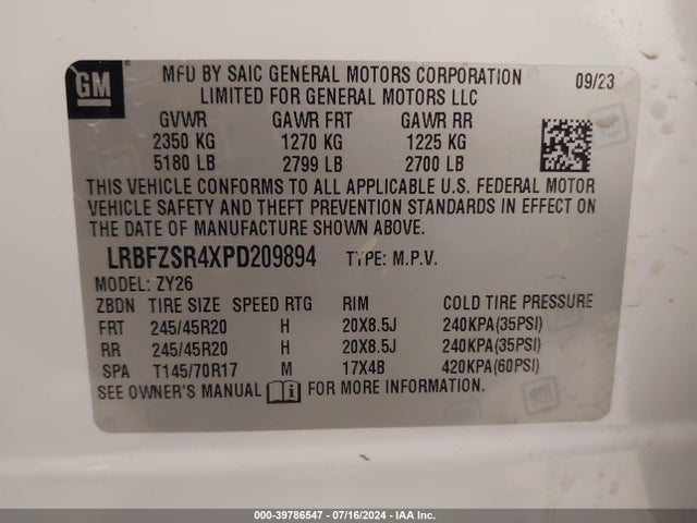 LRBFZSR4XPD209894 Buick Envision Avenir Awd