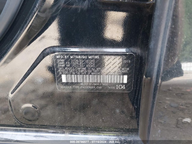 ML32F3FJ9KHF17400 Mitsubishi Mirage G4 Es