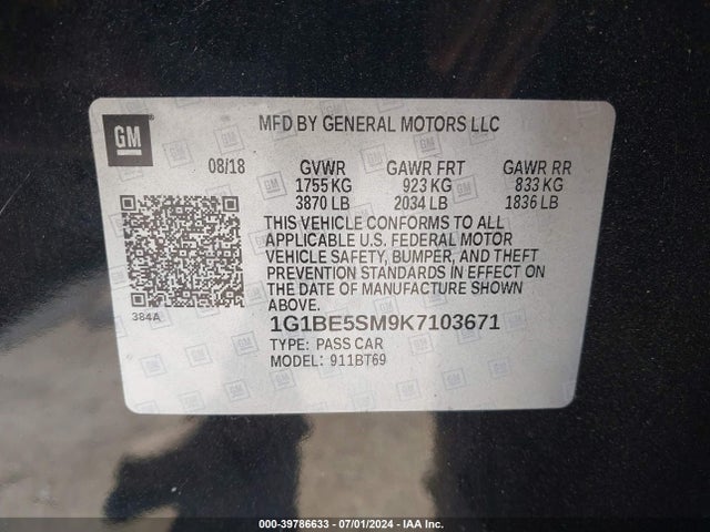 Chevrolet CRUZE LT 2019 1G1BE5SM9K7103671 Image 9