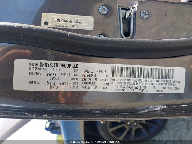 Jeep Compass Altitude Edition 2015 1C4NJCBA2FD198558 Image 9
