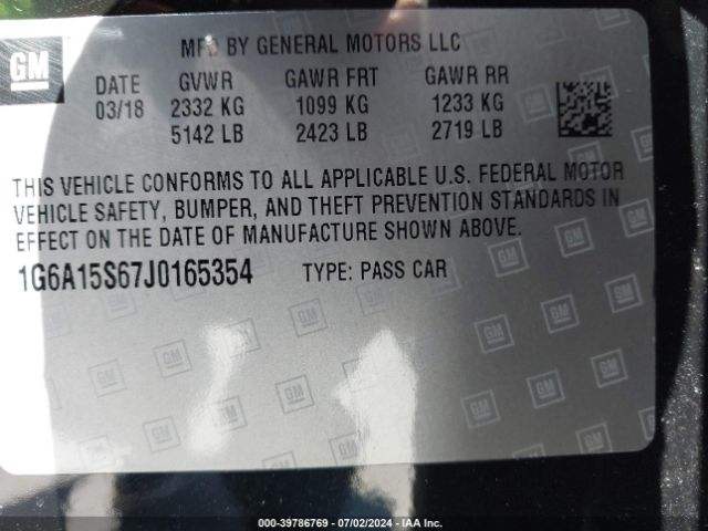 1G6A15S67J0165354 Cadillac CTS-V