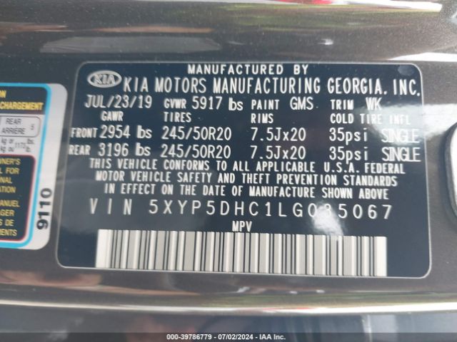 5XYP5DHC1LG035067 KIA Telluride Sx